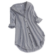 Load image into Gallery viewer, Plus Size Stripe Blouses Women  Shirts
